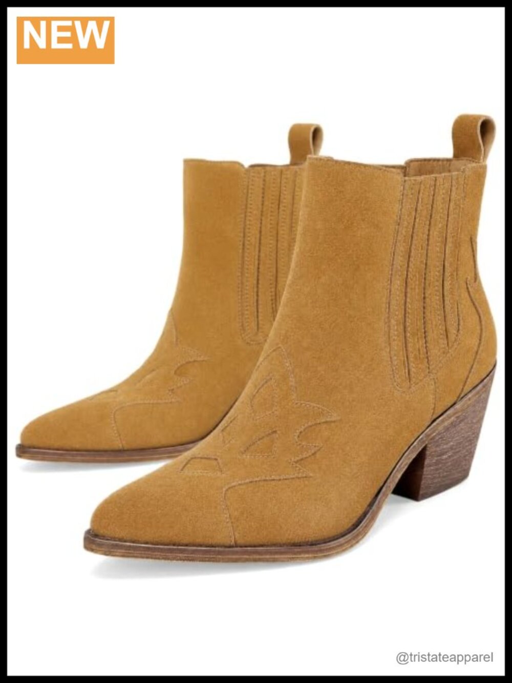 Women's Pointed Toe Block Heel Chelsea Ankle Boots Faux Suede